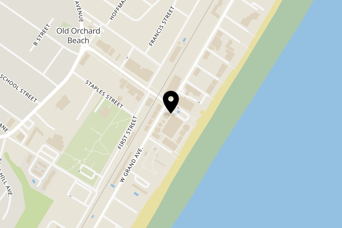 Map showing the location of Uncle Joel's Ice Cream & Candy on 1 Old Orchard St in Old Orchard Beach
